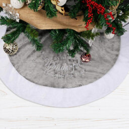 Neel Blue Velvet Christmas Tree Skirts Base Cover For Small Xmas Tree Base, Grey - thumbnail 3
