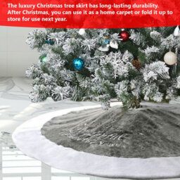 Neel Blue Velvet Christmas Tree Skirts Base Cover For Small Xmas Tree Base, Grey - thumbnail 2