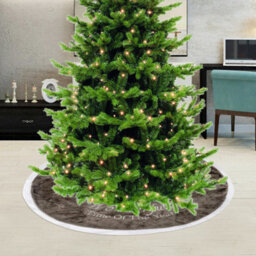 Neel Blue Velvet Christmas Tree Skirts Base Cover For Small Xmas Tree Base, Grey