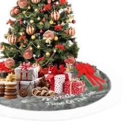 Neel Blue Velvet Christmas Tree Skirts Base Cover For Small Xmas Tree Base, Grey - thumbnail 6
