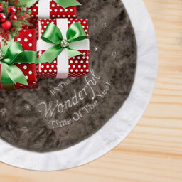 Neel Blue Velvet Christmas Tree Skirts Base Cover For Small Xmas Tree Base, Grey - thumbnail 5
