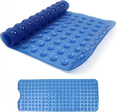 Divchi Shower Bath Mat Non Slip Anti Mould & Mildew With Strong Suction Cups Grip And Drain Holes Blue 40X100Cm - image 1