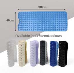 Divchi Shower Bath Mat Non Slip Anti Mould & Mildew With Strong Suction Cups Grip And Drain Holes Blue 40X100Cm - thumbnail 5