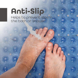 Divchi Shower Bath Mat Non Slip Anti Mould & Mildew With Strong Suction Cups Grip And Drain Holes Blue 40X100Cm - thumbnail 3