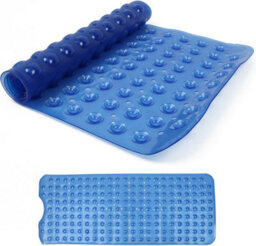 Divchi Shower Bath Mat Non Slip Anti Mould & Mildew With Strong Suction Cups Grip And Drain Holes Blue 40X100Cm - thumbnail 1