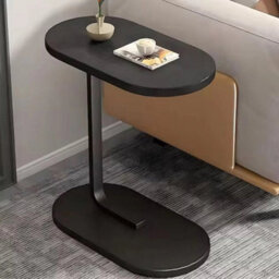 Black Shaped Side Table Slide Under Sofa,modern Coffee Table For Bedroom Living Room - thumbnail 2