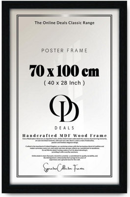 Black Mdf Picture Frame 70X100 Cm Flat Style Mdf, Shatter-Resistant Perspex, Strong Metal Clips, Sawtooth Hanger, Wall Display - image 1