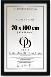 Black Mdf Picture Frame 70X100 Cm Flat Style Mdf, Shatter-Resistant Perspex, Strong Metal Clips, Sawtooth Hanger, Wall Display - thumbnail 1