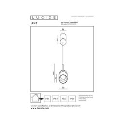Lucide Lenz Led Outdoor Porch Pendant Rust Brown - thumbnail 6