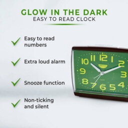 Bergstrom Easy To Read Alarm Clock, Silent Second Hand, No Irritating Ticking, Loud Alarm, Clock Face Absorbs Natural Light To Glow At Night - thumbnail 2