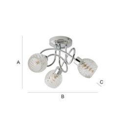 Valuelights Reyka 3 Way Chrome Curved Arm Flush Ceiling Light With Swirled Glass Dome Shades With Led G9 Bulbs Warm White - thumbnail 9