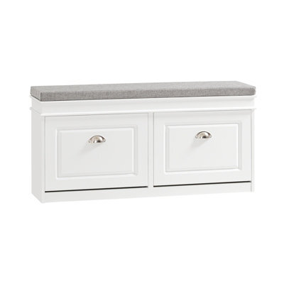 Sobuy Fsr64-W,shoe Storage Bench Hallway Narrow Shoe Rack Shoe Cabinet With Seat Cushion 2 Flip-Drawer,white,d24Xw104 X H52Cm - image 1