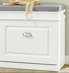Sobuy Fsr64-W,shoe Storage Bench Hallway Narrow Shoe Rack Shoe Cabinet With Seat Cushion 2 Flip-Drawer,white,d24Xw104 X H52Cm - thumbnail 4