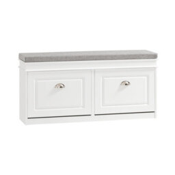 Sobuy Fsr64-W,shoe Storage Bench Hallway Narrow Shoe Rack Shoe Cabinet With Seat Cushion 2 Flip-Drawer,white,d24Xw104 X H52Cm - thumbnail 1