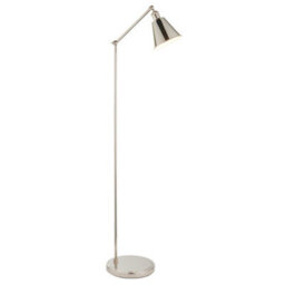 Bright Nickel Standing Floor Lamp Light - White Inner Shade - Knurled Detailing - thumbnail 1