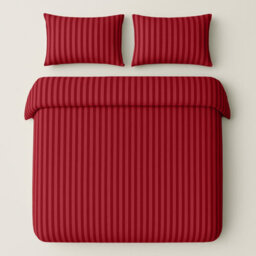 Bedlooms Burgundy Stripe Duvet Cover Set, Reversible, Breathable & Hypoallergenic Bedding Pack, Double 200X200Cm - thumbnail 2