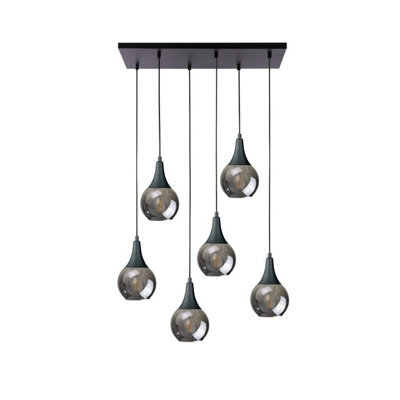 Luminosa Lighting Luminosa Lacrima Cluster Pendant Ceiling Light Black Smoky Glass Shade 6X E27 - image 1