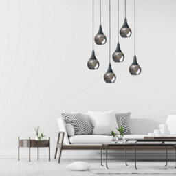 Luminosa Lighting Luminosa Lacrima Cluster Pendant Ceiling Light Black Smoky Glass Shade 6X E27 - thumbnail 3