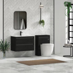 Royal Bathrooms Orion 800mm Wall Hung Bathroom Vanity Unit 2 Drawer Hale Black With Ceramic Basin & Black Accent Trim - thumbnail 4