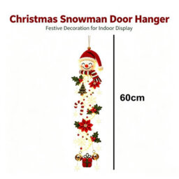 Amorly 60Cm Glowing Christmas Door Hanger, Rustic Quilted Fabric Wreath, Light Up Christmas Decoration, Vertical Display (Snowman) - thumbnail 3