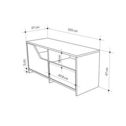 Decortie Modern Nexus Shoe Cabinet Mocha Grey, White 105(W) 2-Door Storage And Open Shelf Space Saver Engineered Wood Hallway - thumbnail 3