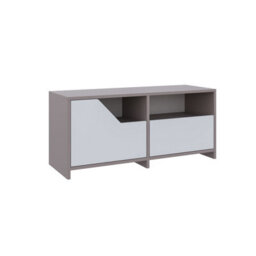 Decortie Modern Nexus Shoe Cabinet Mocha Grey, White 105(W) 2-Door Storage And Open Shelf Space Saver Engineered Wood Hallway - thumbnail 2