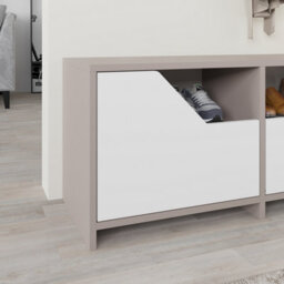 Decortie Modern Nexus Shoe Cabinet Mocha Grey, White 105(W) 2-Door Storage And Open Shelf Space Saver Engineered Wood Hallway - thumbnail 6