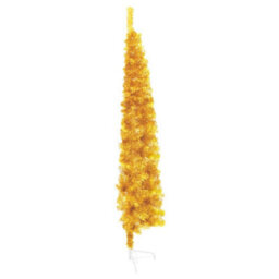 Berkfield Slim Artificial Half Christmas Tree With Stand Gold 210 Cm - thumbnail 5