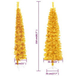 Berkfield Slim Artificial Half Christmas Tree With Stand Gold 210 Cm - thumbnail 8