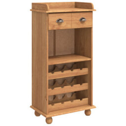 Walplus Wine Cabinet Askim With 12 Bottle Holders Honey Brown Solid Wood Pine - thumbnail 2