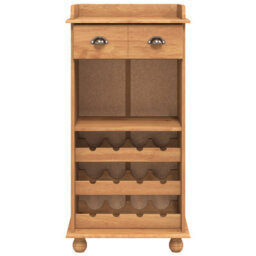 Walplus Wine Cabinet Askim With 12 Bottle Holders Honey Brown Solid Wood Pine - thumbnail 6