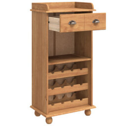 Walplus Wine Cabinet Askim With 12 Bottle Holders Honey Brown Solid Wood Pine - thumbnail 5