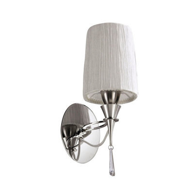 Luminosa Lighting Luminosa Lucca Wall Lamp Switched 1 Light E27, Polished Chrome With White Shade & Clear Crystal - image 1