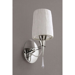 Luminosa Lighting Luminosa Lucca Wall Lamp Switched 1 Light E27, Polished Chrome With White Shade & Clear Crystal - thumbnail 2