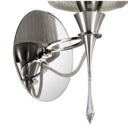 Luminosa Lighting Luminosa Lucca Wall Lamp Switched 1 Light E27, Polished Chrome With White Shade & Clear Crystal - thumbnail 4