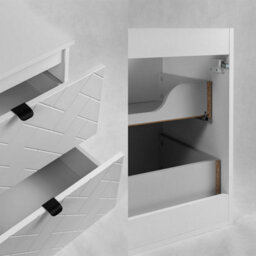 Heze Furniture Trend Herringbone Pattern Door 120Cm Bathroom Cabinet Vanity Unit With Worktop - White - thumbnail 5