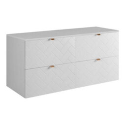 Heze Furniture Trend Herringbone Pattern Door 120Cm Bathroom Cabinet Vanity Unit With Worktop - White - thumbnail 2
