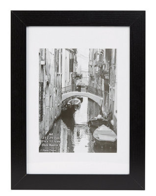 Hampton Frames Photo Frame A4 (21X30Cm), Black, Rectangular Paperwrapped Wood Effect Mdf, Glass Aperture, 20mm Profile - image 1