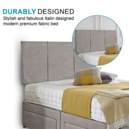 Dining Tables Chelsea Headboard Divan Set, 2 Drawer On Same Side With Sprung 1500 Comfort Mattress - Chenille Grey - Double - thumbnail 3