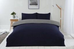 Brights Reversible Duvet - Navy / Grey - thumbnail 1