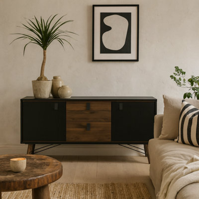 Wyld Haus Juno Matt Black Walnut Sideboard 2 Doors 2 Drawers - image 1