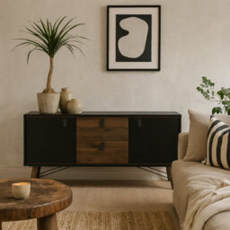 Wyld Haus Juno Matt Black Walnut Sideboard 2 Doors 2 Drawers - thumbnail 1