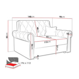 Viva Roma Ii Sofa Bed With Sleep Function And Bedding Storage Polyurethane Foam Hr Foam Metal Legs 148X85X98Cm Olive - thumbnail 5