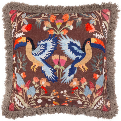 Wylder Mirrored Toucan Embroidered Polyester Filled Cushion - image 1