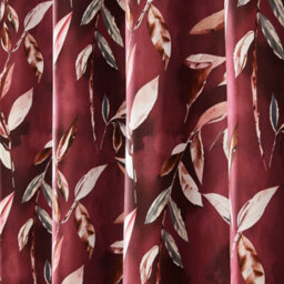 "Sundour Madrid Blackout Ready Made Leaves Eyelet Curtains Wine 46X72""" - thumbnail 3