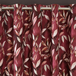 "Sundour Madrid Blackout Ready Made Leaves Eyelet Curtains Wine 46X72""" - thumbnail 2