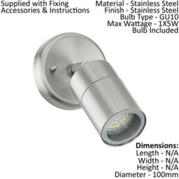 2 Pack Adjustable Ip44 Outdoor Wall Lights - Modern Stainless Steel Porch Lamps - thumbnail 2