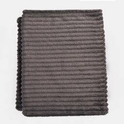 OHS Ribbed Fleece Throw Over Bed Blanket Plush Supersoft Travel Bedspread, Charcoal - thumbnail 5