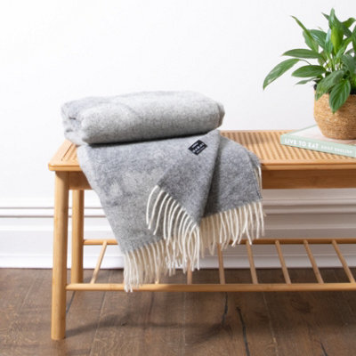 Native Natural Highland Cow Grey Wool Blanket - image 1