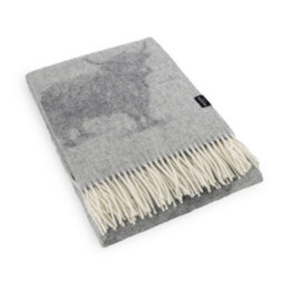 Native Natural Highland Cow Grey Wool Blanket - thumbnail 2
